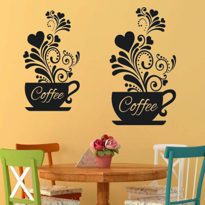 

〖Follure〗a pair of Flower Cafe PVC Stickers Wall Stickers Living Room Decoration