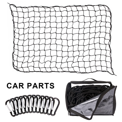 

72 x 48 Super Duty Bungee Cargo Net for Truck Bed Stretches 12 Tangle-Free D Clip Carabiners Small 4x4 Mesh Holds Small