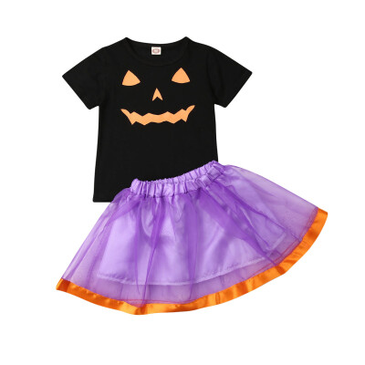 

Toddler Baby Kids Girls Halloween Romper Skirt Outfit Set Party Dress Clothes