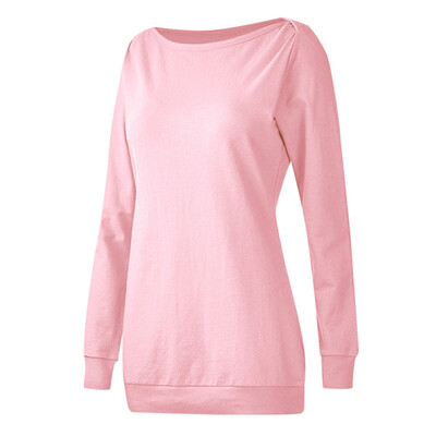 

Starmoon Women Long Sleeve Cotton Solid Loose T-Shirt Blouses Tops Sweatshirt NYL