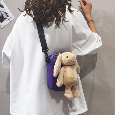 

Childrens small bag female 2019 new cartoon cute rabbit bag ins Japanese Harajuku student canvas messenger bag