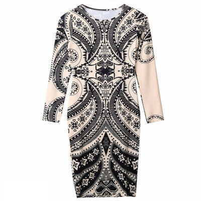 

Women Ladies Dresses New Bandage Bodycon Long Sleeve Cut Slim Party Club Knee Length Dress Wome