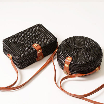

Multi-purpose Boho Rattan Women Crossbody Bag With Adjustable Genuine Strap Storage Bags Makeup Organizer Toto Handbags