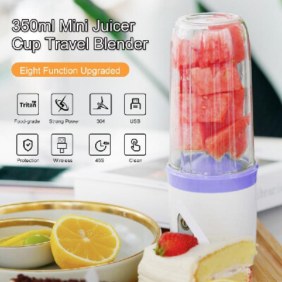 

Mini Juicer Cup 350ml Fruit Juice Mixer Travel Blender with Stainless Steel 4-Blades USB Rechargeable