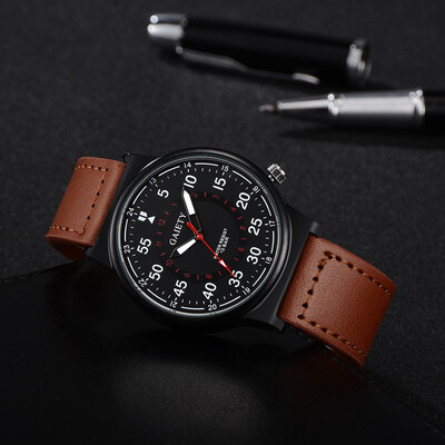 

〖Follure〗Men Business Fashion Leather Band Analog Quartz Round Wrist Watch Watches Black