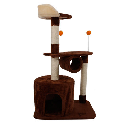 

47" 3-Level Cat Climb Tree Toy Climbing Tower Scratcher Climber Condo Sisal Toys