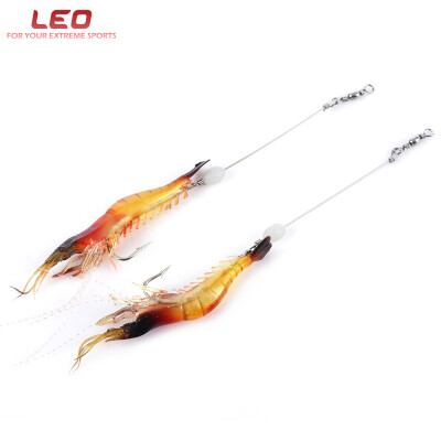 

LEO 2pcs Shrimp Shape Fishing Lure Set Soft Hook Luminous Silicone Fish Bait