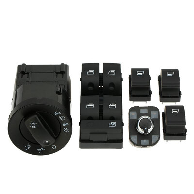 

6pcs OEM Car Headlight Control Electric Power Window Master Switch Rear View Mirror Adjust Knob Switch Control Kit for Audi A4 B6