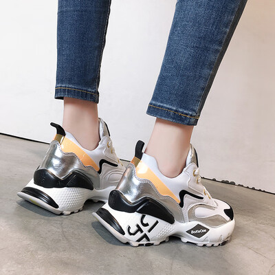 

Leisure Fashion Shoes Womens Autumn Hundred Sets of Thick-soled Sports Shoes Korean Version Breathable Coloured Womens Shoes