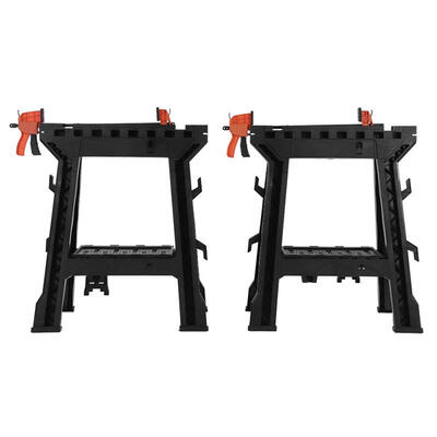 

Greensen 2Pcs Heavy Duty Folding Sawhorse Sturdy Saw Horse Non Skid Clamping Work Tools