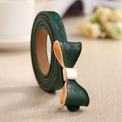 

WomenS Fashion Cute Sweet Candy Colors Bow Knot Pu Leather Thin Skinny Waistband Belt