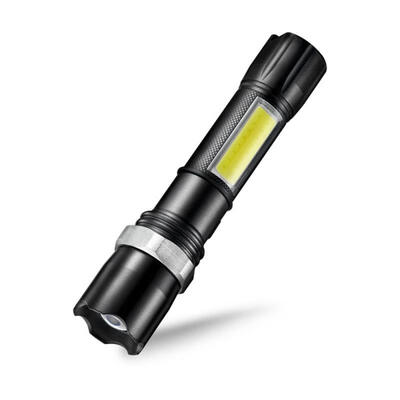 

Portable Super Bright COB LED Zooming Flashlight With Side Light USB Rechargeable Mini Tactical Torch
