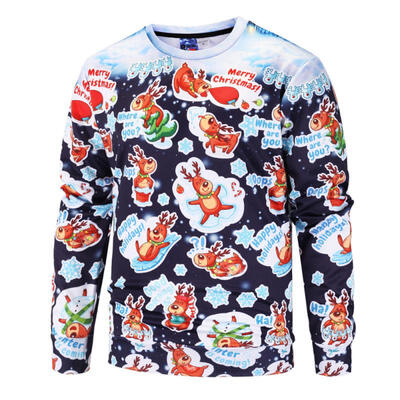 

Reindeer Printing Novelty Christmas Xmas Fancy Causal Loose Mens Pullover T-Shirt Sweatshirts