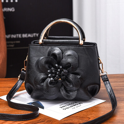 

Crossbody trend flower simple versatile pu leather small square bag shoulder portable handbag