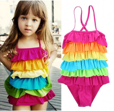 

Toddler Kids Baby Girl Rainbow Bikini Swimwear Swimsuit Beachwear Costume 2-9 Y