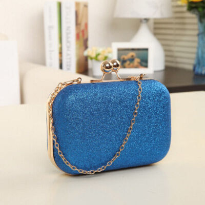 

New Fashion Women Casual Girls Sequined Single Metal Chain Square Portable Wedding Clutch Bags Evening Dinner Handbag