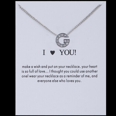 

Sale 26 Letters Pandent I Love You Fashion Simple Silvery Chain Rhinestone Charm Crystal Women Necklace Jewelry Gift