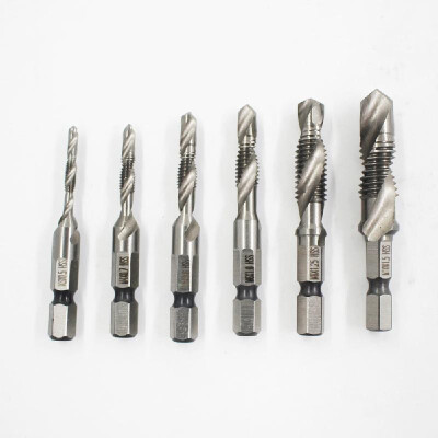 

6pcs M3-M10 14" Hex Shank Composite Tap Drills Thread Tap Taper Drill Bit Set Spiral Compound Drill