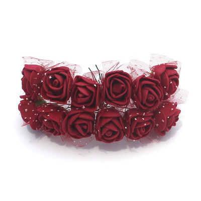 

FUNNYBUNNY 12pcs 25cm Mini Lace Foam Rose Artificial Bouquet Multicolor Rose Wedding Decoration Scrapbooking Fake Easter Gift