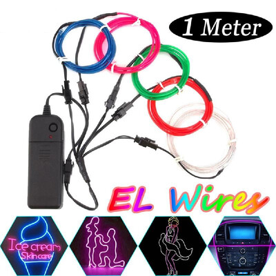 

DC 3V Batterys Powered 5pcs 1M Multicolor Glow EL Strips Light 3 Lighting Modes Wire Lights for Halloween Christmas