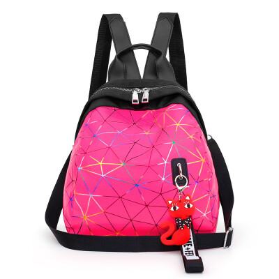 

Geometric Rhombus Candy Oxford Backpack Recreational Womens Dual-purpose Travel Canvas Bag Secondary Waterproof Cloth