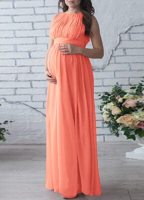 

Round Neck Sleeveless Pure Color Dress