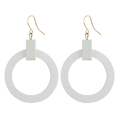 

Handmade Fashion Simple Geometric Circular Round Long Earrings Girls Popular Earrings Temperament Jewelry