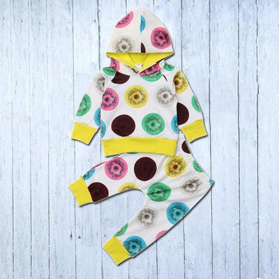 

Baby Boy Girl Infant Clothes Autumn Winter Hooded TopsPants 2PCS Set Outfit New