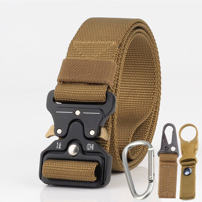 

New 38cm Tactical Military Belts Nylon Belts Alloy Automatic Insert Metal Buckle SWAT Combat Training Belt Waist Belt