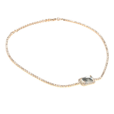 

Romantic Women Necklace Multicolor Square Crystal Chain Gold Necklace Female Charm Wedding Anniversary Jewelry Gift