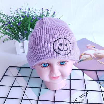 

Childrens wool hats Korea autumn&winter new warm smiling face knit cap head cap boys&girls baby hat candy