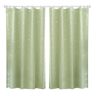

2pcs Stars Gold Stamp Blackout Curtains with Hooks Balcony Windows Drapes