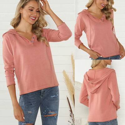 

〖Follure〗Women Solid V-Neck Button Casual Pullover Long Sleeve Sweaters Blouse Tops