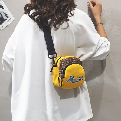 

Ins super fire small bag female 2019 new Korean fashion letter shoulder mini bag summer canvas messenger bag