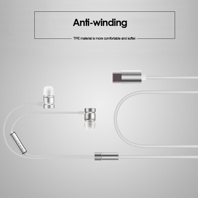 

USB Type-C In-Ear Wired Metal Earphone Headset USB-C Earphone Earbuds In-line Control w Mic for Xiaomi 6 Note 3 MIX 2 Letv LeEco