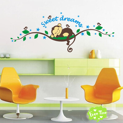 

〖Follure〗Forest Bed Cartoon Monkey Children Room Bedroom Wall Stickers