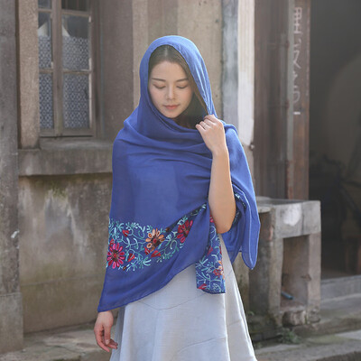 

2018 summer new cotton&linen embroidery scarf Nepal retro national wind shawl sunscreen beach towel