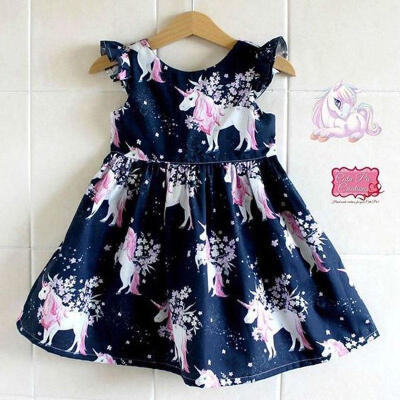 

Fashion Cute Toddler Infant Girl floral animal Unicorn pattern Summer Dress One-Piece