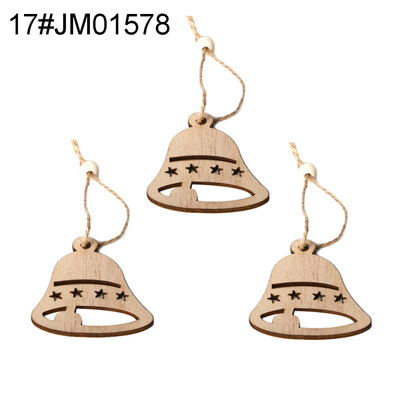 

3Pcs Retro Wooden Hollow Pendants with Rope DIY Crafts Christmas Tree Ornaments