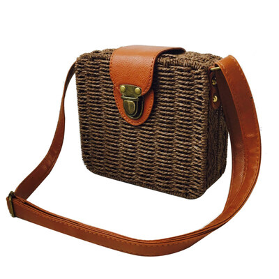 

Summer Beach Women Candy Color Small Square Straw Bag Crossbody Shoulder Pouch