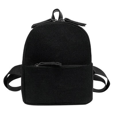 

Retro Straw Linen Small Zipper Backpack for Women Shoulder Travel Schoolbag