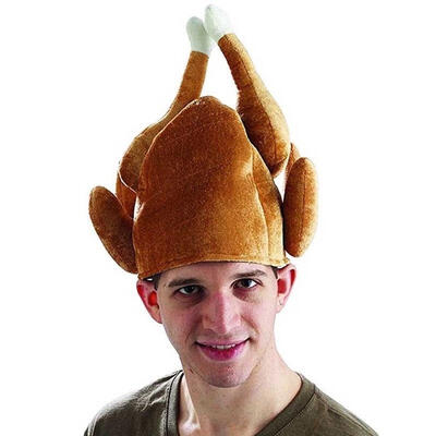 

Adult Plush Roasted Turkey Hat Christmas Dinner Chef Costume Turkey Trot Hat