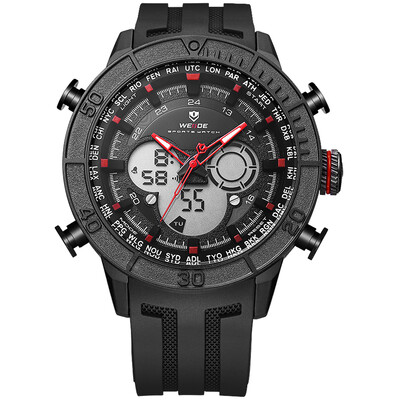 

WEIDE WH6308 Dual Display Two Movement Quartz Digital Men Watch Sports 3ATM Waterproof 50mm Big Dial Large Face Week Calendar Alar