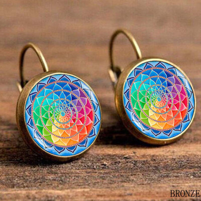 

lady Rainbow Ear Hoop Fashion Earrings Round Shape Lever back Ear Studs Earring