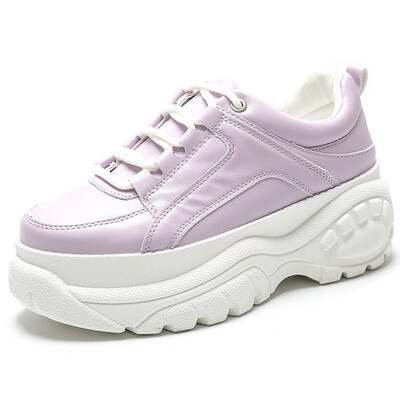 

LZJ Women Casual Shoes 2019 New Spring Fashion White Sneakers Shoes Women Flats Platform Lace-Up Breathable Women Sneakers