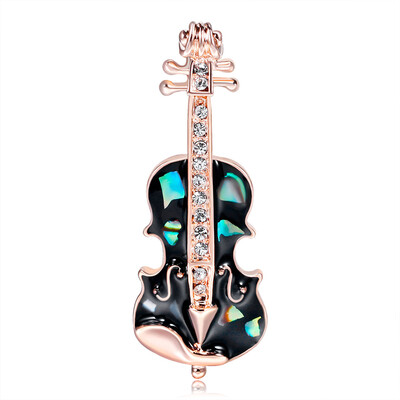 

New Enamel Violin Shape Brooches For Women Men Suit Brooch Collar Pins Tie Decoration Lovely Jewelry