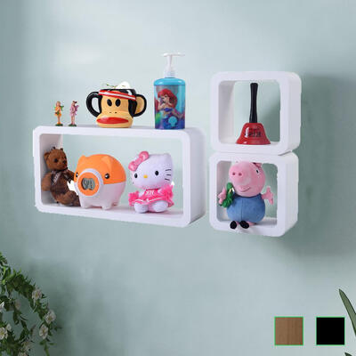 

Cube Square 3pcs Floating Wall Shelves Set Photo Ledge Wall Mounted Shelf