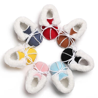 

Newborn Kids Baby Girls Candy Snow Shoes Winter Soft Sole Prewalker Crib Plush Boots