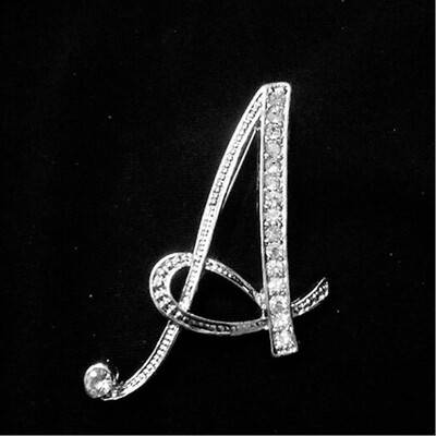 

Alphabet Style Rhinestone Crystal English Letters Bridal 1 pc Bouquet Brooch Pin