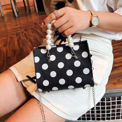

Tailored Women Chain Shoulder Bag Pearl Crossbody Bag Handbags Messenger Wave Point Bag